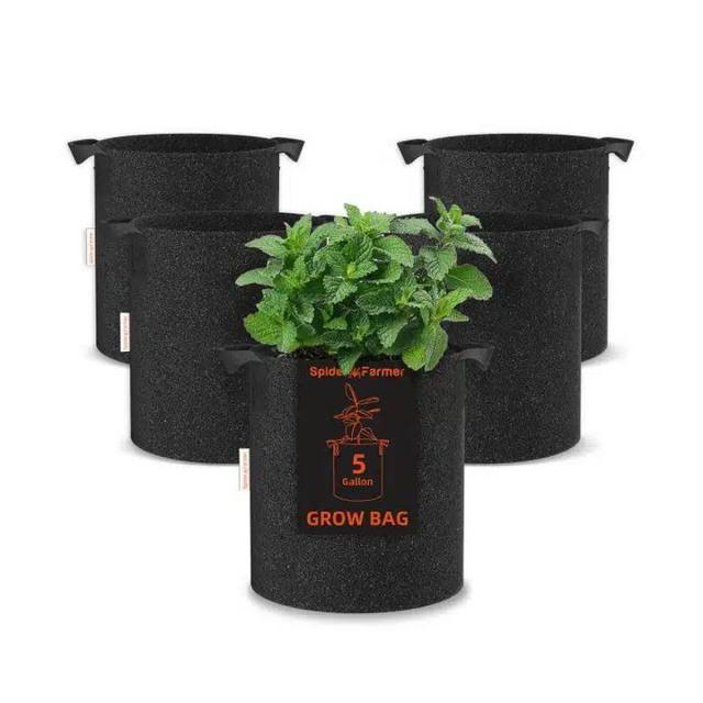 Spider Farmer 5-pack 5-gallon fabric grow bags