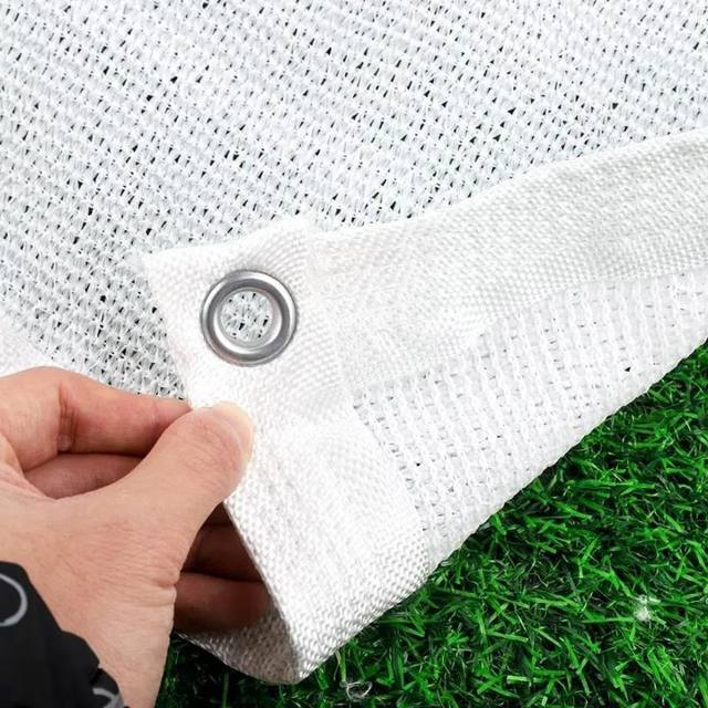 White Greenhouse Shade Cloth with Eyelets — 30–50% Options