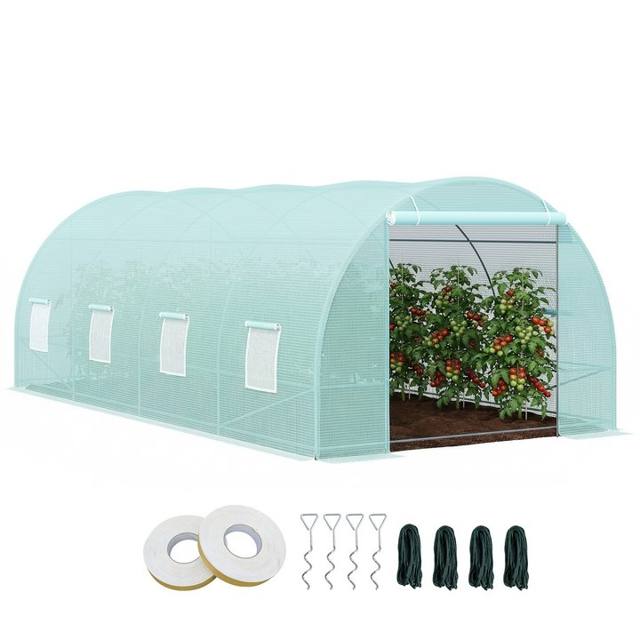 Outsunny 14.6′ × 6.6′ Walk-in Tunnel Greenhouse — White