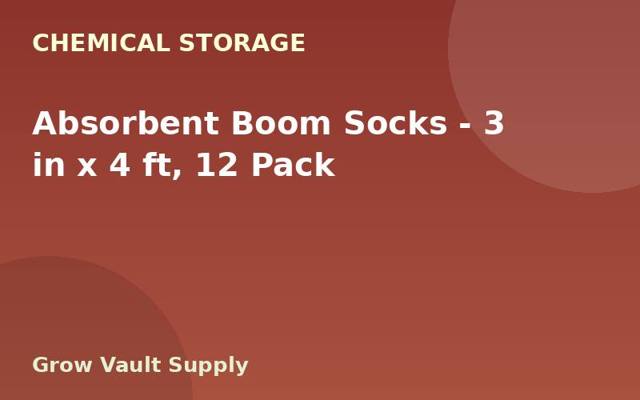 Absorbent Boom Socks — 3 in x 4 ft, 12 Pack