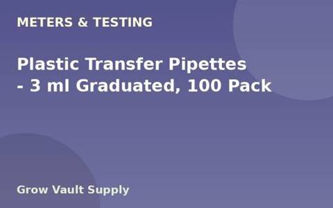 Plastic Transfer Pipettes — 3 ml Graduated, 100 Pack