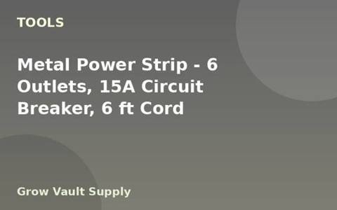 Metal Power Strip — 6 Outlets, 15A Circuit Breaker, 6 ft Cord