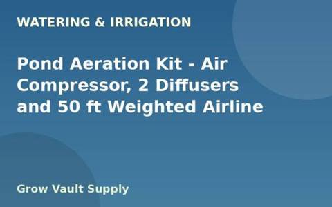 Pond Aeration Kit — Air Compressor, 2 Diffusers and 50 ft Weighted Airline